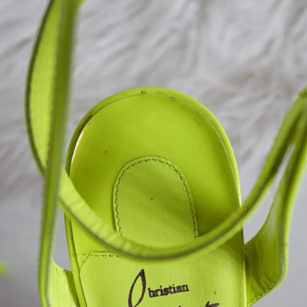 Christian Louboutin Spikaqueen 100 Crystal Neon Yellow Green Clear Pumps Size 37 - Picture 10 of 16